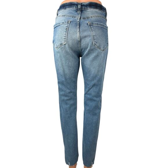 Kensie Women's Blue Ultimate High Rise Skinny Distressed Crop Denim Jeans Size 6 - Picture 3 of 6